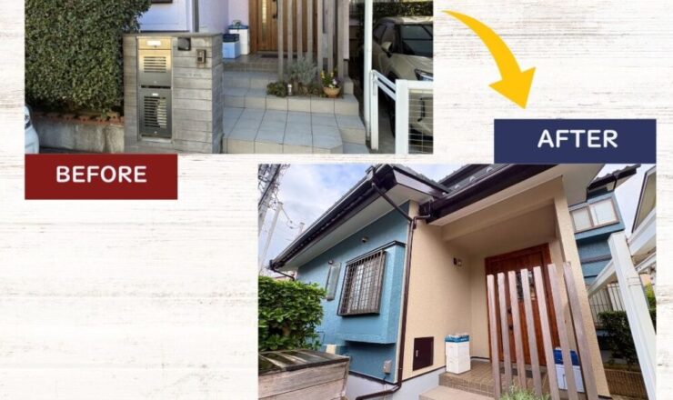 佐倉市山王、玄関回りの塗装