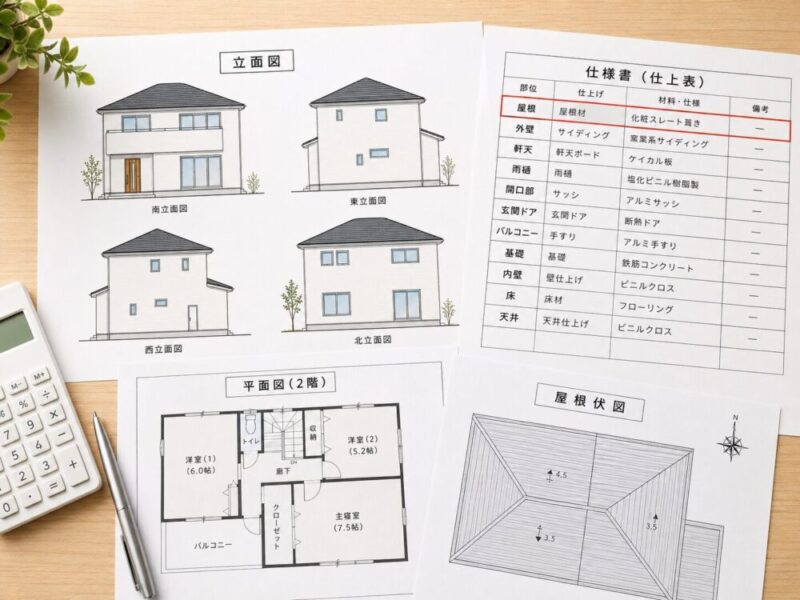 建物仕様書・立面図の例